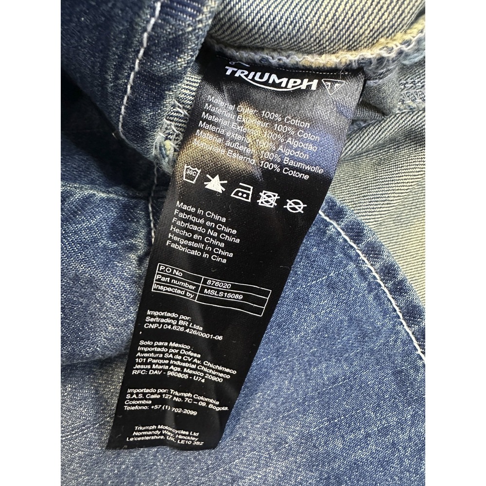 Triumph Motorcycles Denim Button Front Shirt Western Cotton Blue Women's Small - Picture 9 of 15